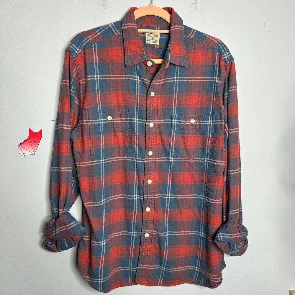 J. Crew Red and Blue Plaid Casual Button-Down Shirt